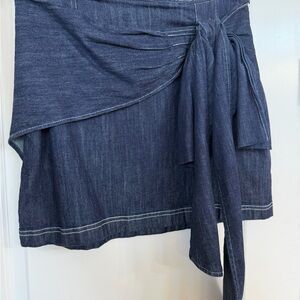 Pilcro Asymmetrical Denim Skirt in Deep Blue